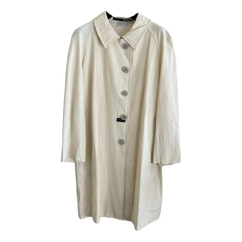 Pre-owned Chanel Trench Coat In White