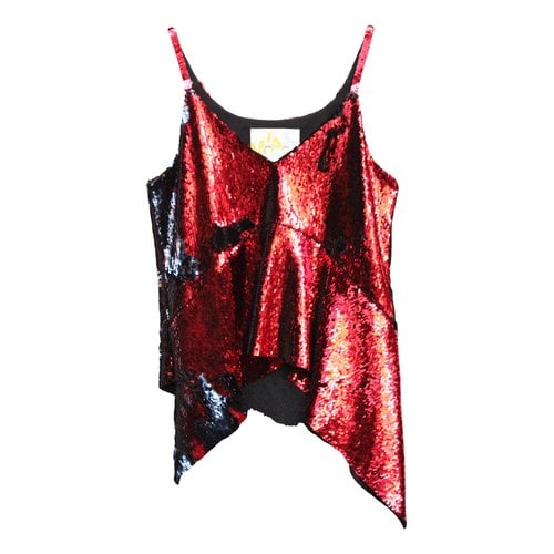 Pre-owned Marques' Almeida Glitter Camisole In Red