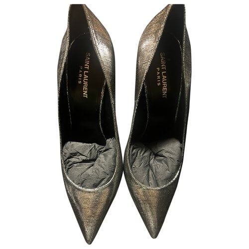 Pre-owned Saint Laurent Leather Heels In Silver