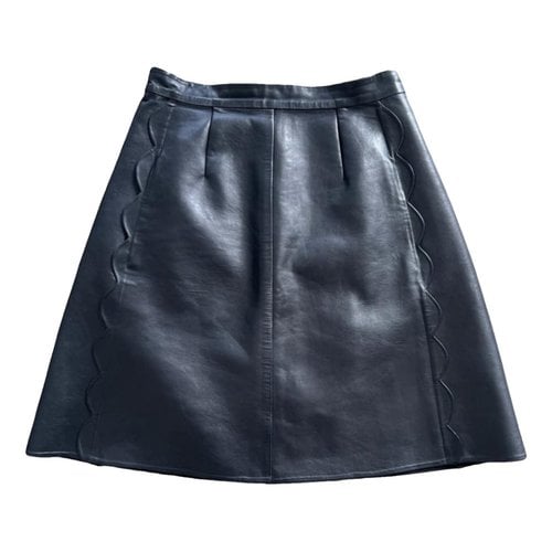 Pre-owned Valentino Leather Mini Skirt In Black
