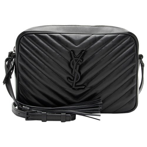 Pre-owned Saint Laurent Lou Leather Crossbody Bag In Black