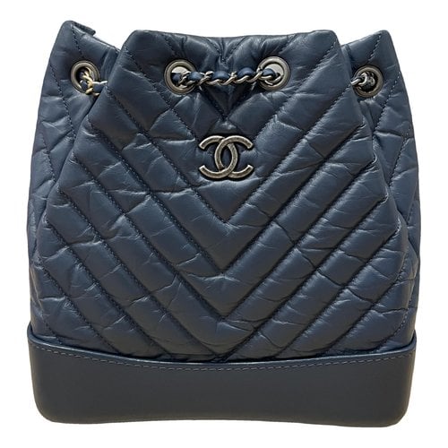 Pre-owned Chanel Gabrielle Leather Backpack In Blue