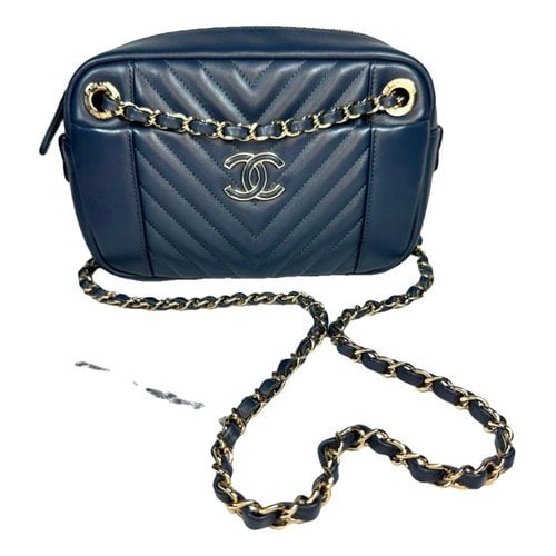 Pre-owned Chanel Camera Leather Crossbody Bag In Blue