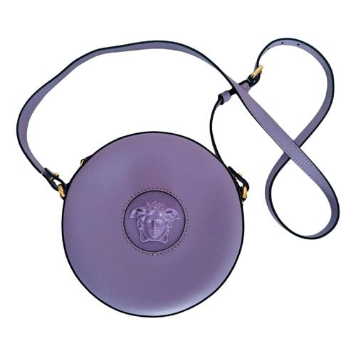 Pre-owned Versace La Medusa Leather Crossbody Bag In Purple