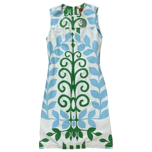Pre-owned Tory Burch Linen Mid-length Dress In Multicolour