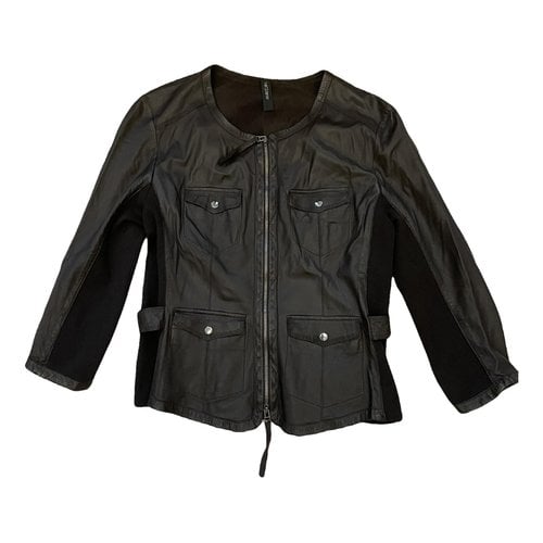 Pre-owned Marc Cain Leather Jacket In Brown