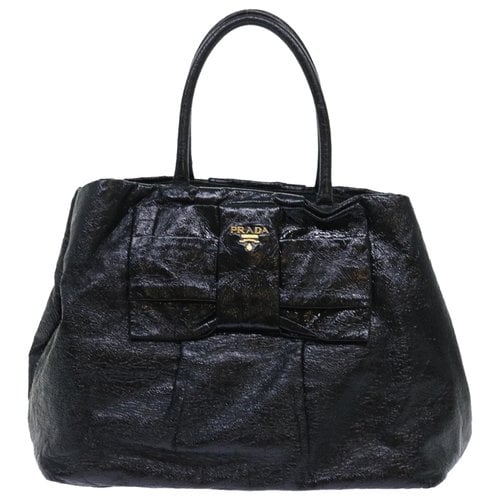 Pre-owned Prada Ribbon Leather Handbag In Black