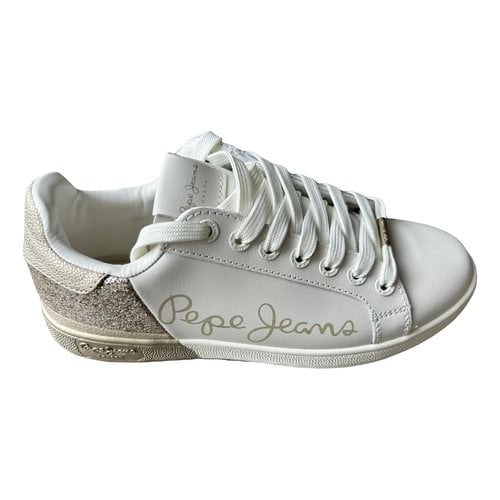 Pre-owned Pepe Jeans Leather Trainers In White