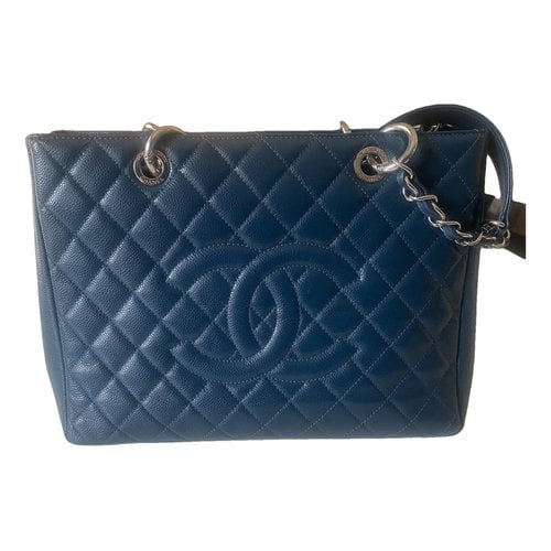 Pre-owned Chanel Grand Shopping Leather Handbag In Blue