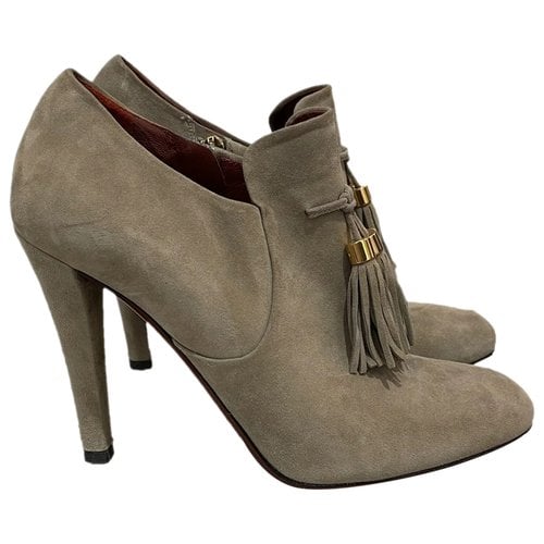 Pre-owned Gucci Ankle Boots In Beige