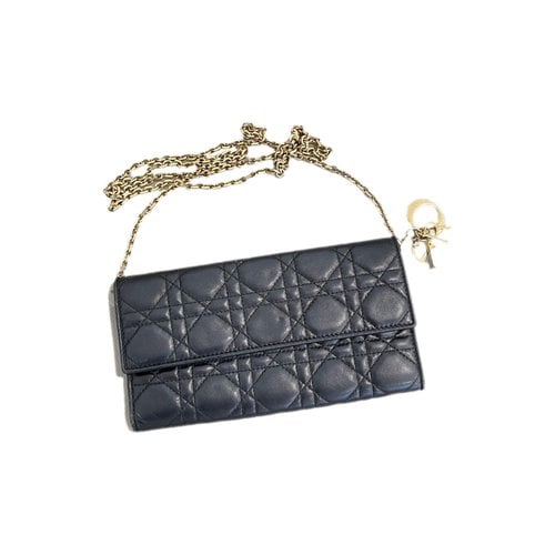 Pre-owned Dior Wallet On Chain Leather Crossbody Bag In Black