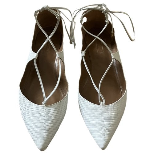 Pre-owned Aquazzura Christy Leather Ballet Flats In White