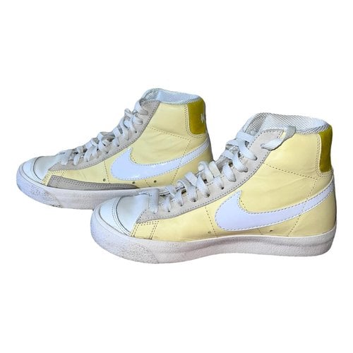 Pre-owned Nike Blazer Leather Trainers In Yellow