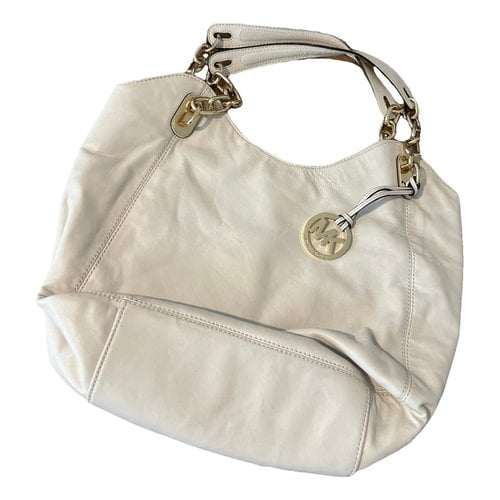 Pre-owned Michael Kors Lillie Leather Handbag In White