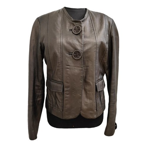 Pre-owned Naja Lauf Leather Jacket In Brown