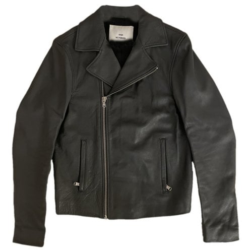 Pre-owned Won Hundred Leather Jacket In Grey