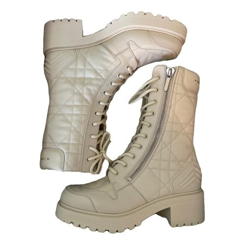 Pre-owned Dior Leather Boots In White