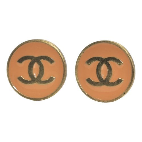 Pre-owned Chanel Cc Earrings In Orange