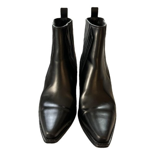 Pre-owned Valentino Garavani Leather Cowboy Boots In Black