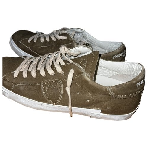 Pre-owned Philippe Model Leather Low Trainers In Green