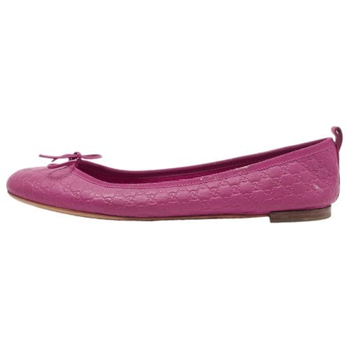 Pre-owned Gucci Leather Flats In Purple