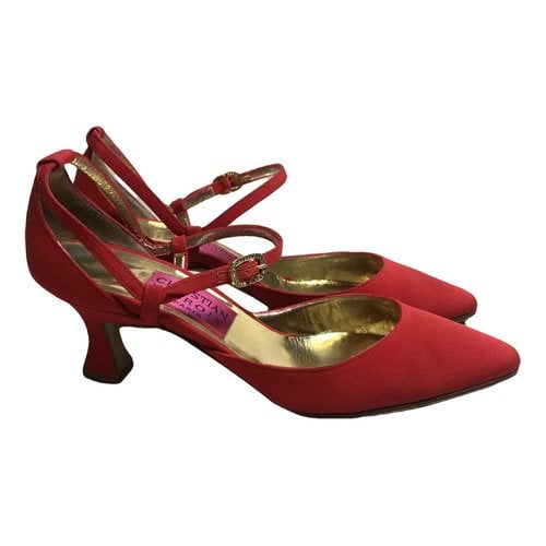 Pre-owned Christian Lacroix Cloth Heels In Red