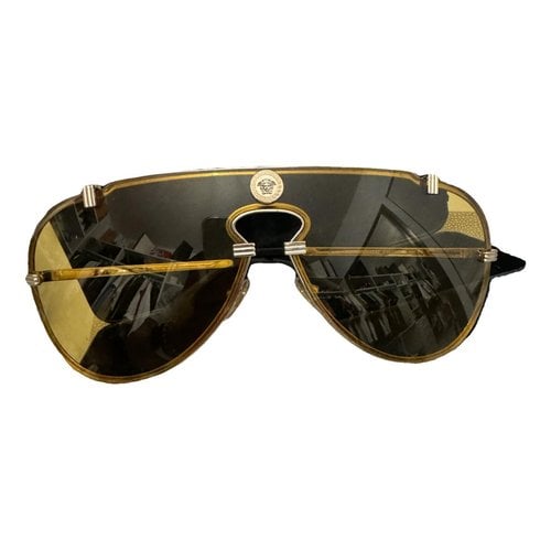Pre-owned Versace Aviator Sunglasses In Yellow