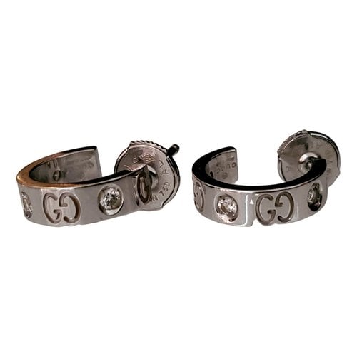 Pre-owned Gucci Icon White Gold Earrings In Silver