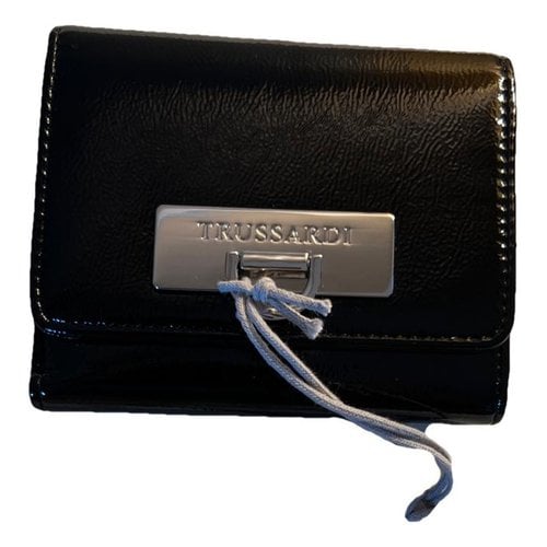Pre-owned Trussardi Patent Leather Wallet In Black