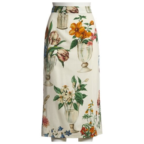 Pre-owned Dolce & Gabbana Silk Mid-length Skirt In Ecru
