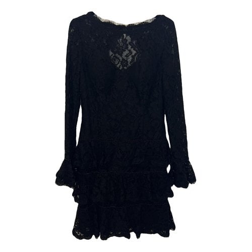 Pre-owned Linea Raffaelli Lace Mini Dress In Black