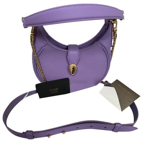 Pre-owned Bvlgari Serpenti Leather Crossbody Bag In Purple
