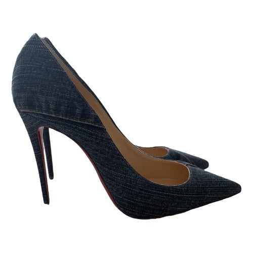 Pre-owned Christian Louboutin So Kate Cloth Heels In Blue