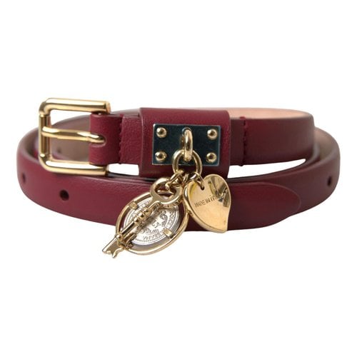 Pre-owned Dolce & Gabbana Leather Belt In Burgundy