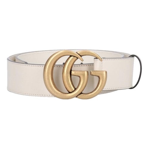 Pre-owned Gucci Leather Belt In White