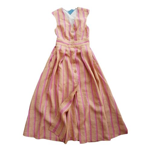 Pre-owned Tara Jarmon Linen Maxi Dress In Ecru