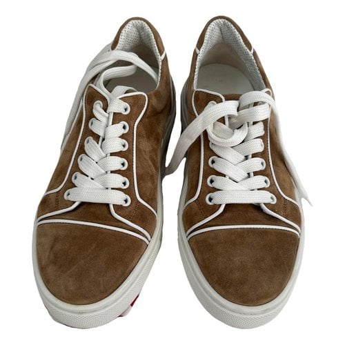 Pre-owned Christian Louboutin Trainers In Camel