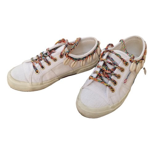 Pre-owned Alanui Cloth Trainers In White