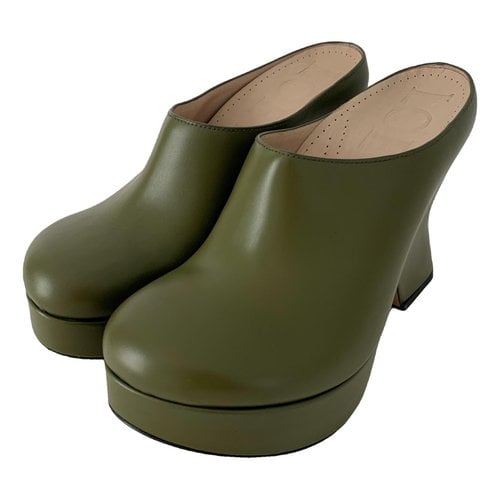 Pre-owned Loewe Leather Mules & Clogs In Green