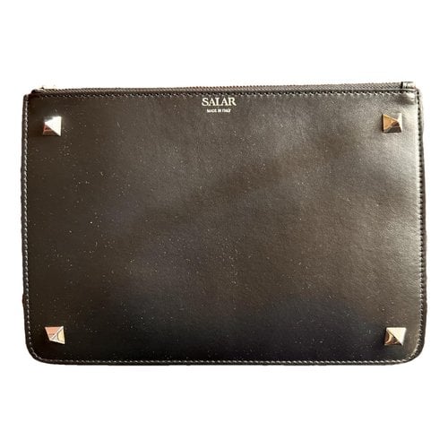 Pre-owned Salar Leather Clutch Bag In Black