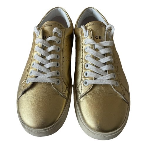Pre-owned Celine Leather Trainers In Gold