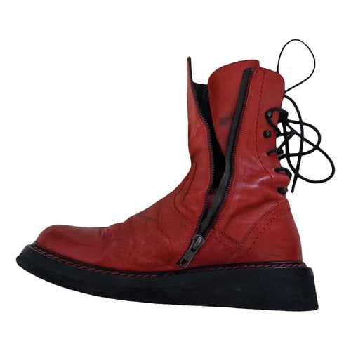 Pre-owned Ann Demeulemeester Leather Lace Up Boots In Red