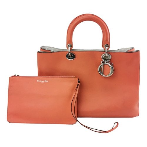 Pre-owned Dior Issimo Leather Tote In Orange