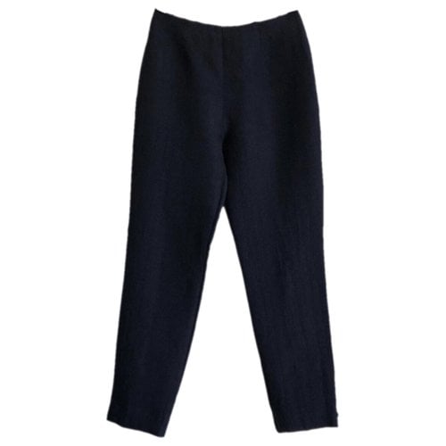 Pre-owned Emporio Armani Linen Straight Pants In Navy