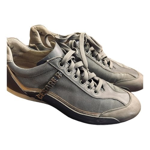 Pre-owned Cesare Paciotti Leather Low Trainers In Grey