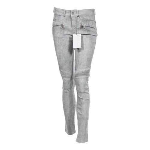 Pre-owned Barbara Bui Leather Trousers In Grey