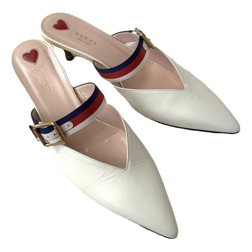 Pre-owned Gucci Leather Heels In White