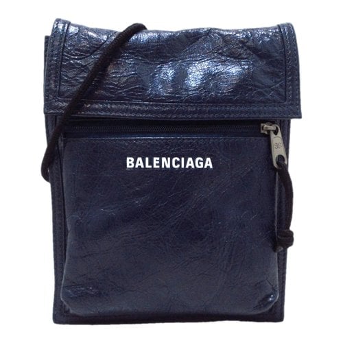 Pre-owned Balenciaga Leather Handbag In Navy