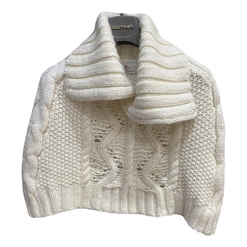 Pre-owned Moncler Wool Coat In Ecru