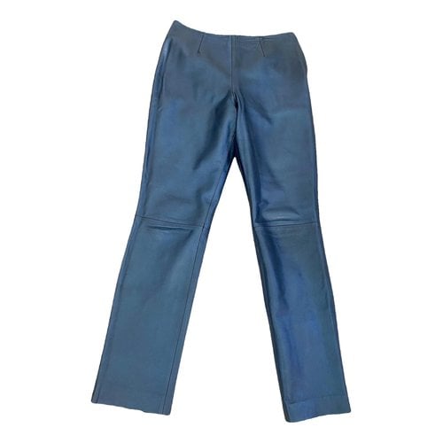 Pre-owned Valentino By Mario Valentino Leather Straight Pants In Metallic